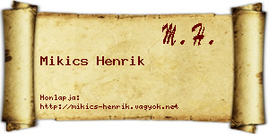 Mikics Henrik névjegykártya